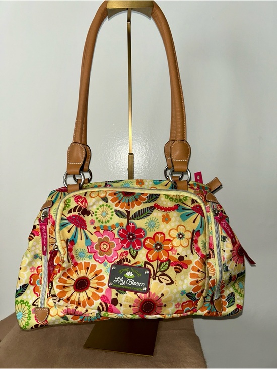 Lily Bloom Handbags - Lily Bloom Multicolor Floral Satchel with Tan Handles